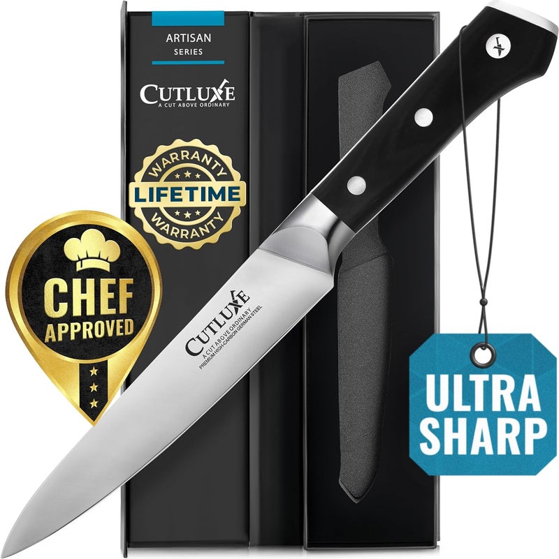 Cutluxe Kitchen Utility Knife, 5.5" Paring Kitchen Knife – Razor Sharp Blade, High Carbon German Steel, Full Tang Ergonomic Handle Design – Artisan Series - Image 1